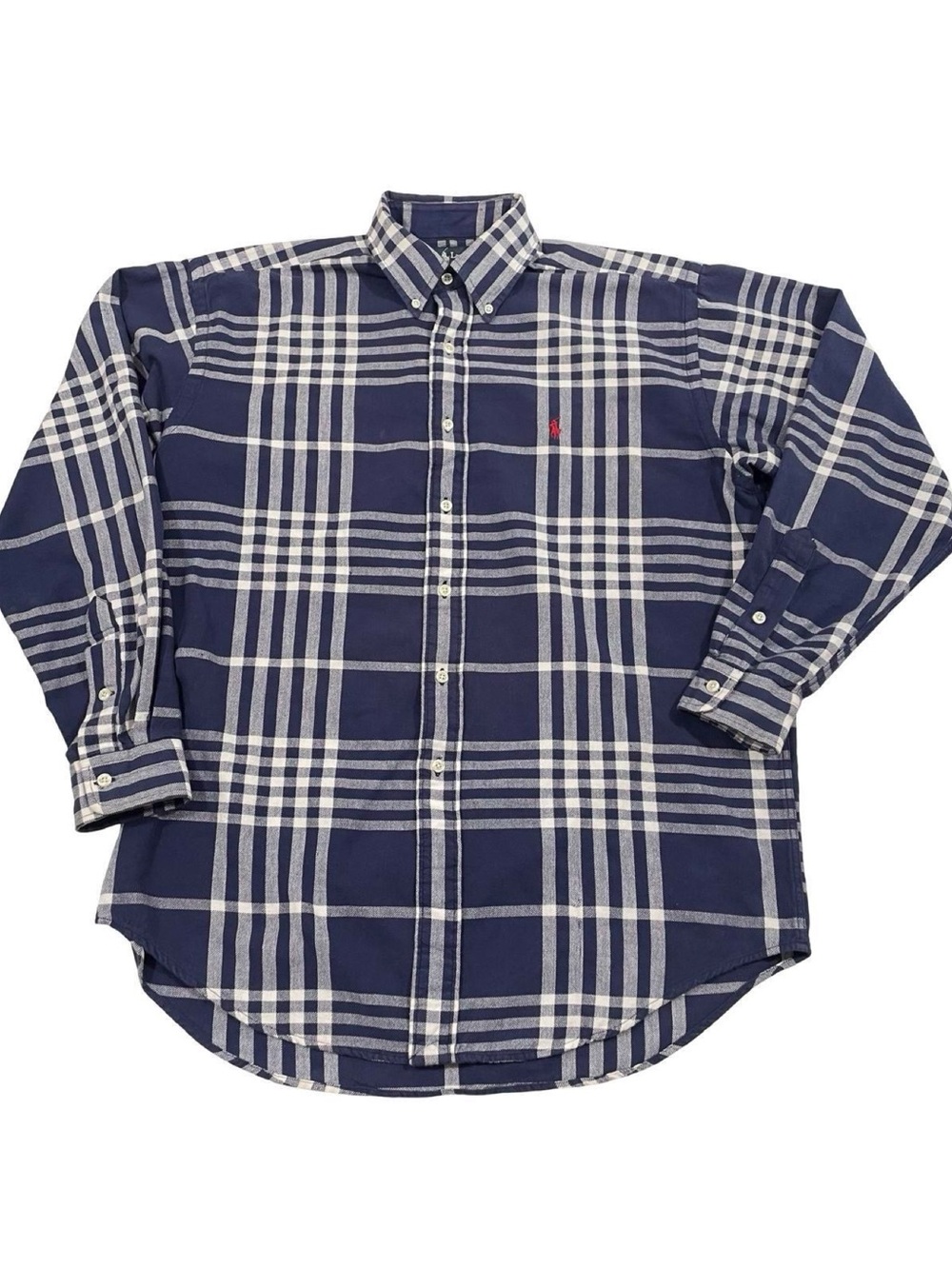 Ralph Lauren Blake Plaid Size M Navy-Blue & White Button-Up Shirt (Retail $75)